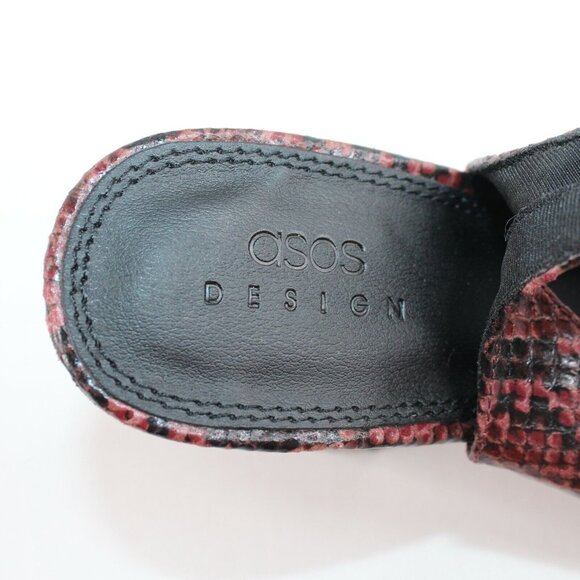 Asos Design Womens Sz 6 Faux Snakeskin Purple Slingback Block High Heels Pointed - Picture 10 of 11